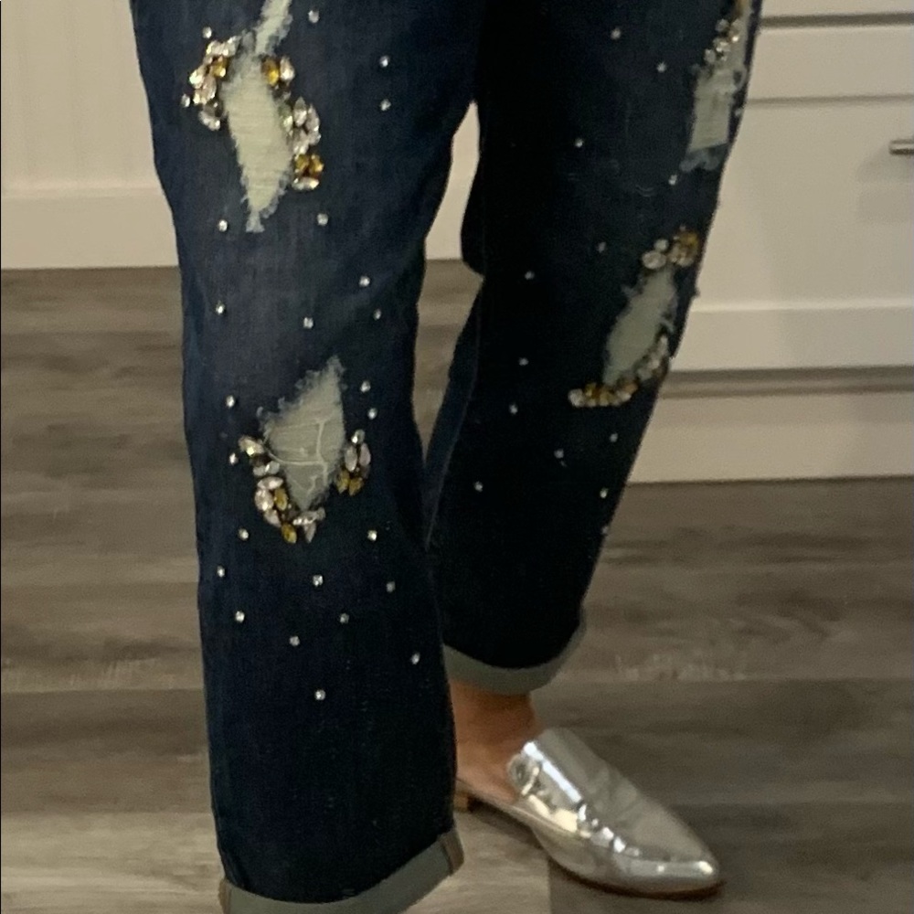 Super fun boyfriend bedazzled Jeans my INC size 14